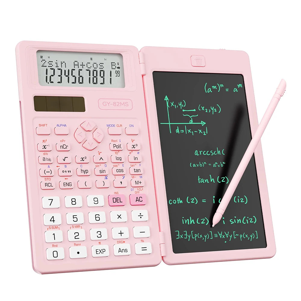 2-In-1 Foldable Scientific Calculator & 6 inch Writing Tablet 82MS 240 Function LCD Display For College Office Student Teacher