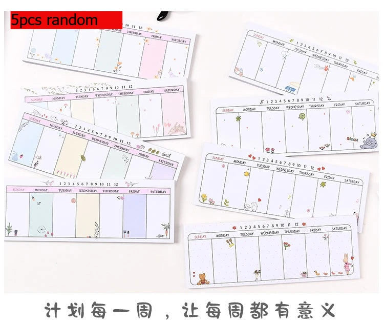 Gift Creative Kawai Stationery Cartoon N Times Sticky Notes Long Weekly Plan Note Pad Schedule Planner Wholesale 8 Styles Lovely