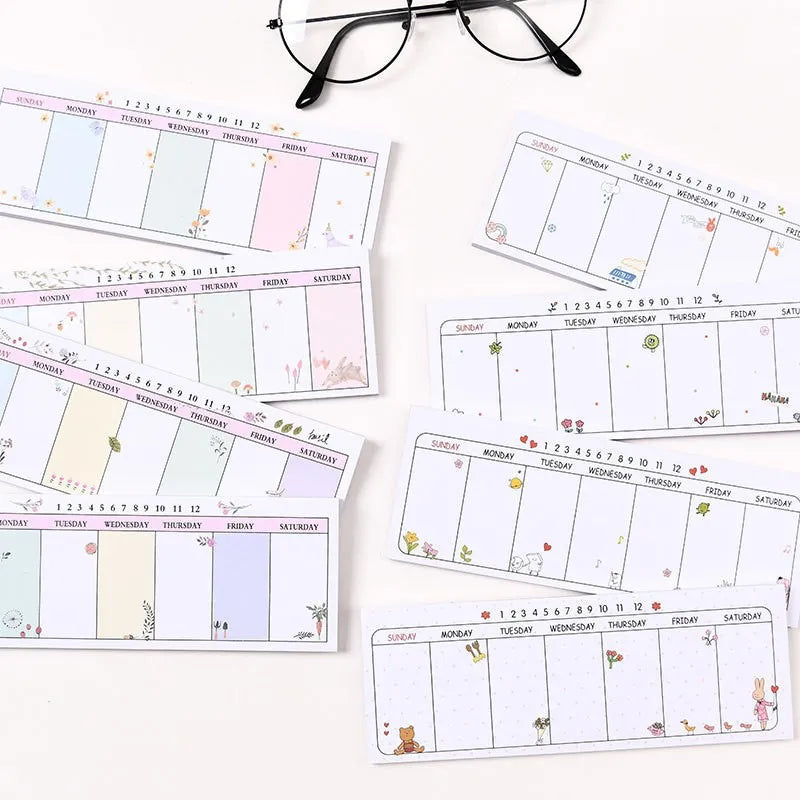 Gift Creative Kawai Stationery Cartoon N Times Sticky Notes Long Weekly Plan Note Pad Schedule Planner Wholesale 8 Styles Lovely