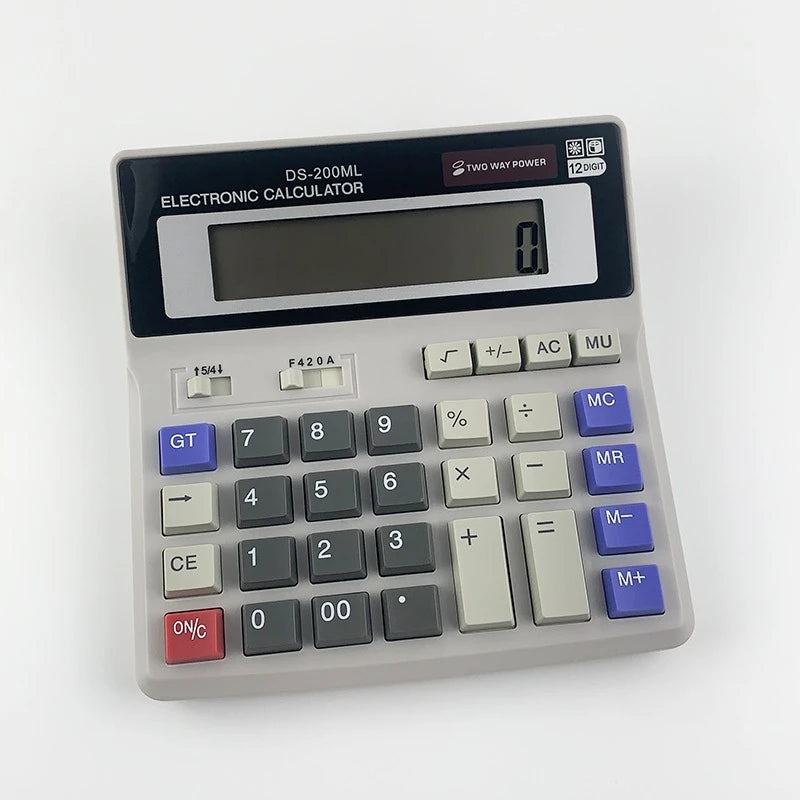Cute Calculator Dual Power Large Font Wide Calculator 12 Digits Electronic Calculator Office Supplies for School Accounting Tool
