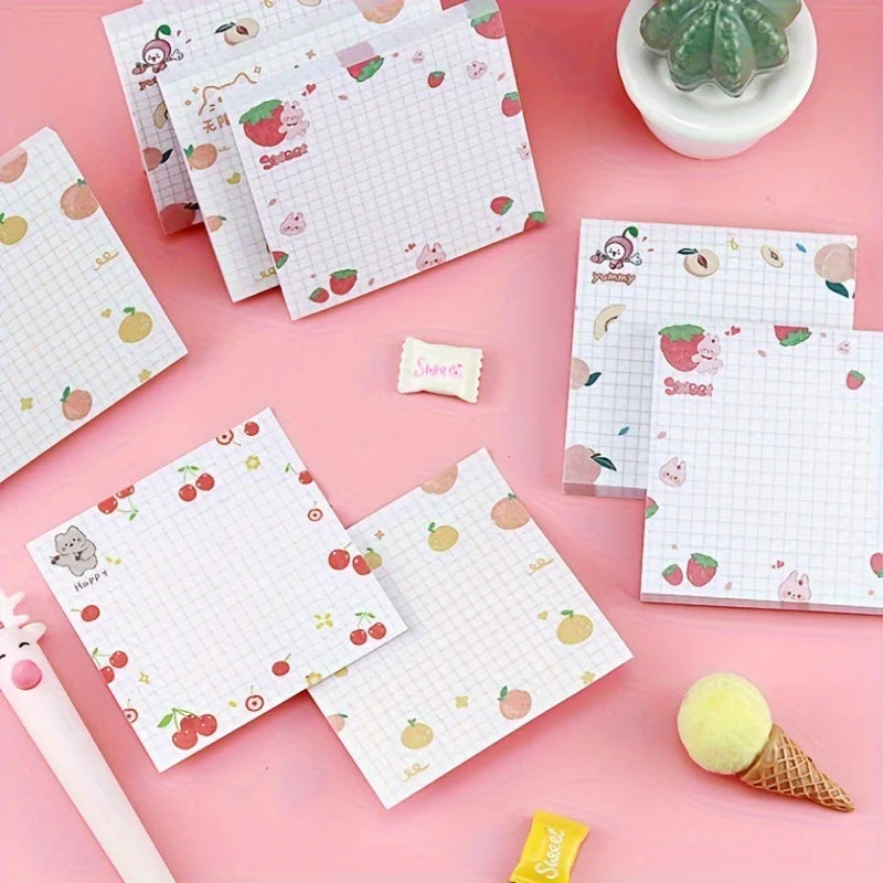 1pc Strawberry Fruit Pattern Sticky Notes，Self-Adhesive Cute Memo Pads Message Book Journal Sticky Notes For Students/Office