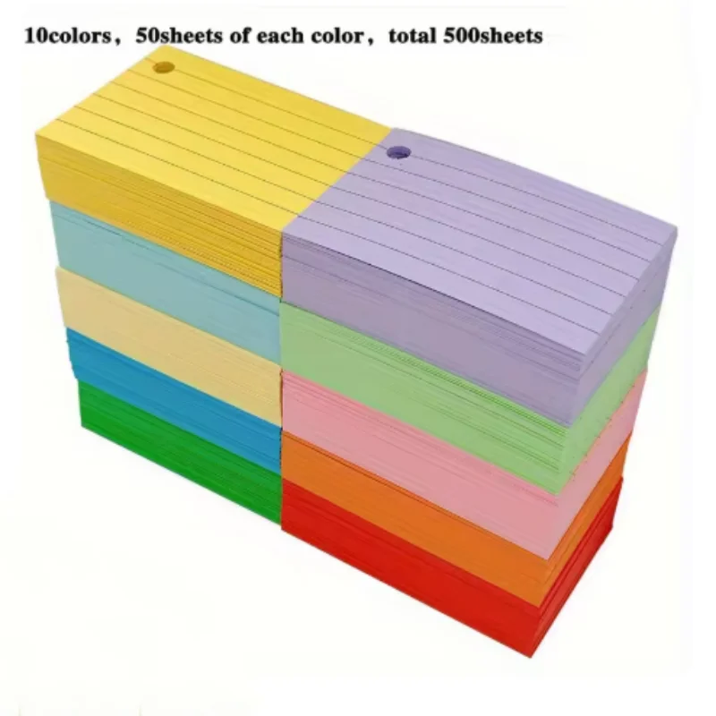 500-Sheet Lined Colored Index Cards with Rings –  Ruled Flashcards for Study, Learning, and School Notes – Paper Note Cards