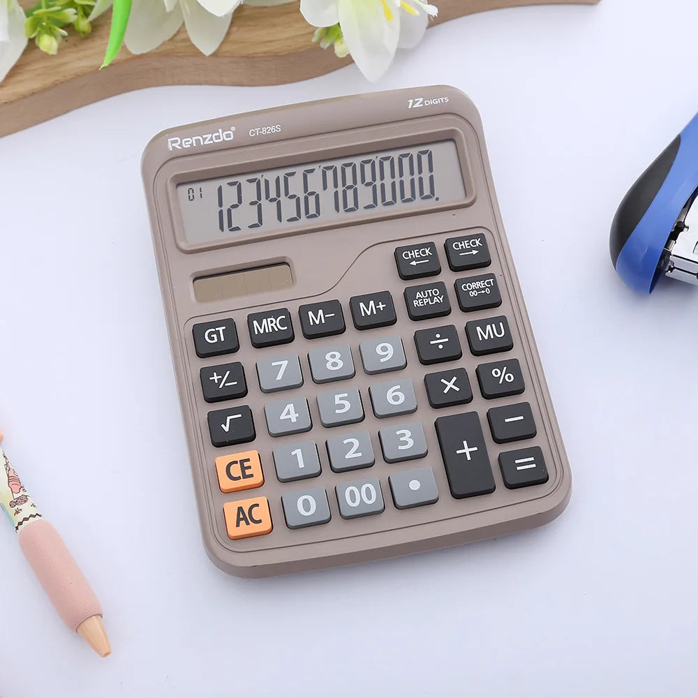 12 digit large LCD display calculator standard function calculator, dual power supply of solar energy and battery
